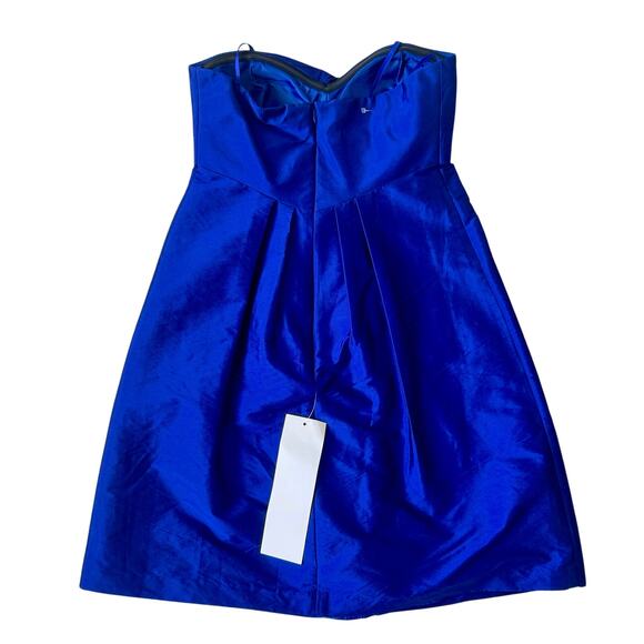 Cache Royal Blue Satin Strapless Empire Waist Formal Mini Dress Sz 2 Cocktail - Picture 2 of 10